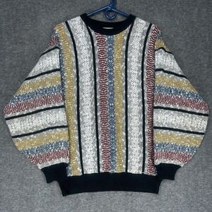 Vintage‎ 80s Santana Sweater Mens Medium Multicolor Textured Abstract Geometric